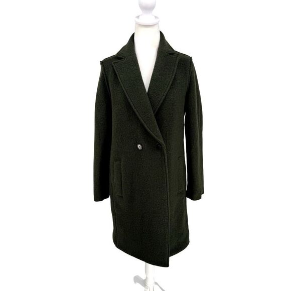 🧥 J.Crew Italian Boiled Wool Coat | Dark Olive Green | Size 4 | EUC CLASSY - Picture 1 of 12